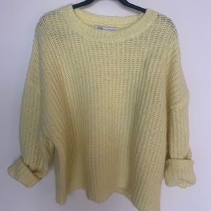 Zara Yellow Knit Oversized Sweater